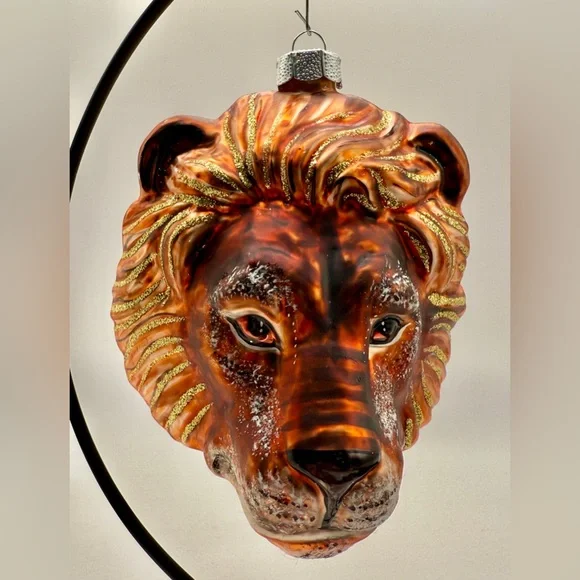 Majestic Lion Head - Slavic Treasures Poland Hand Blown Ornament, Handmade - Picture 3 of 7